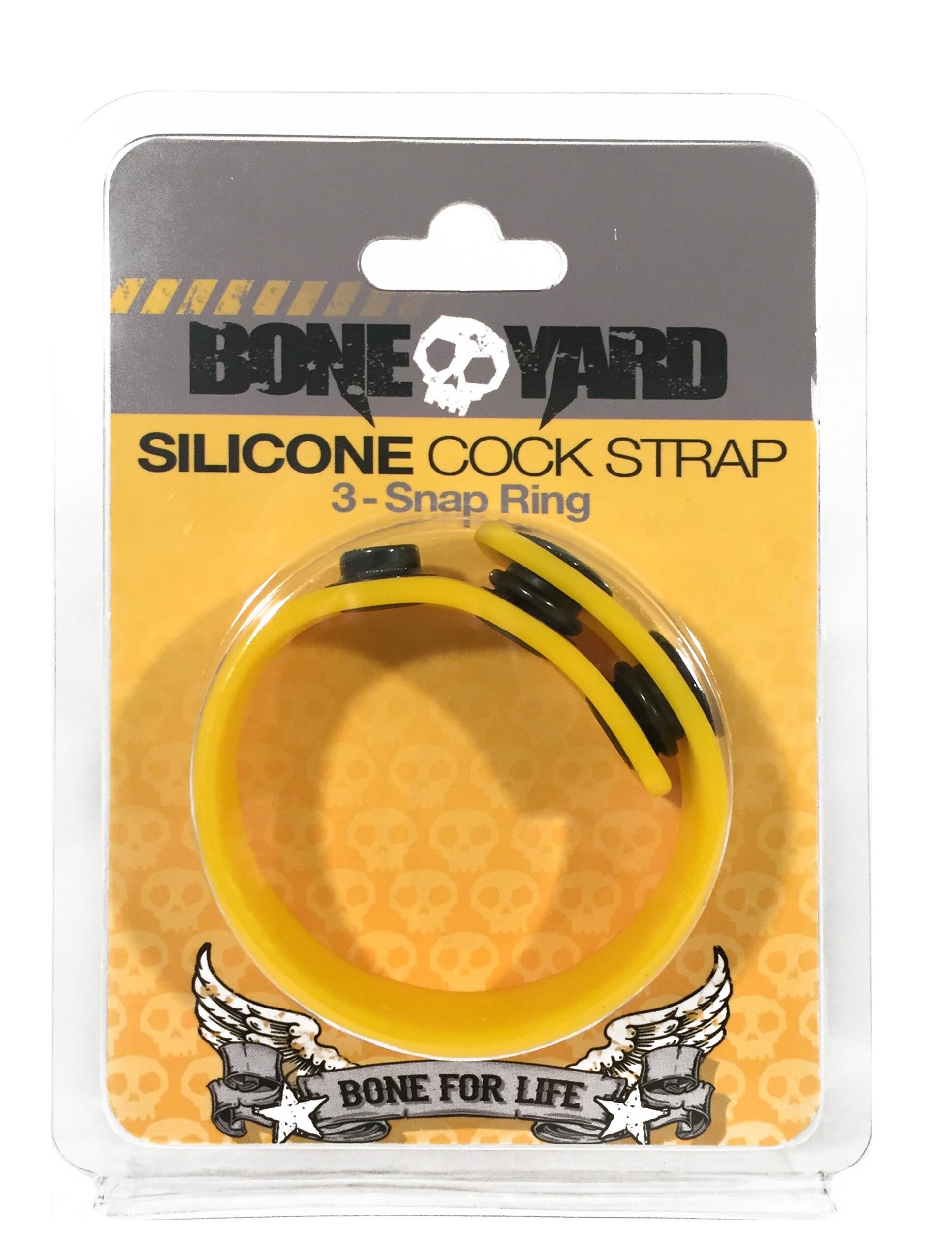 boneyard silicone cock strap 3 snap ring yellow