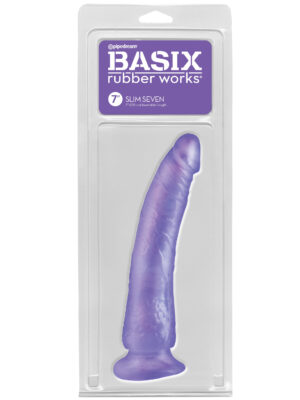 basix rubber works slim 7 inch with suction cup purple