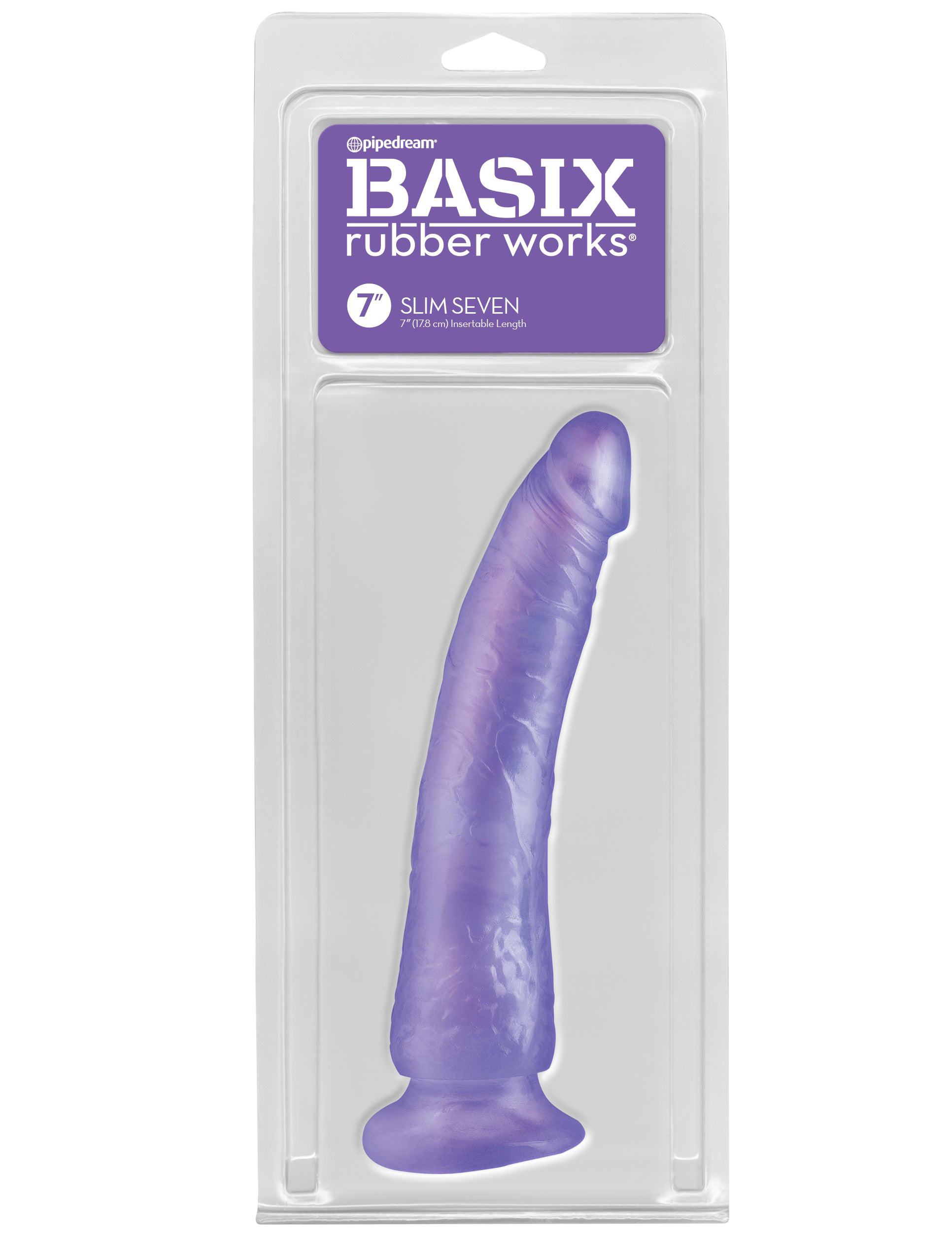basix rubber works slim 7 inch with suction cup purple basix rubber works slim 7 inch with suction cup purple