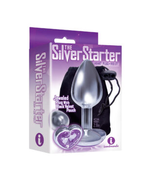 the 9's the silver starter heart bejeweled stainless steel plug violet