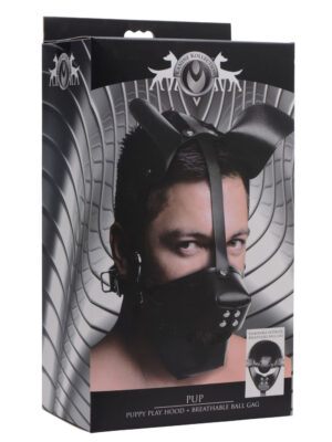 pup puppy play hood and breathable ball gag