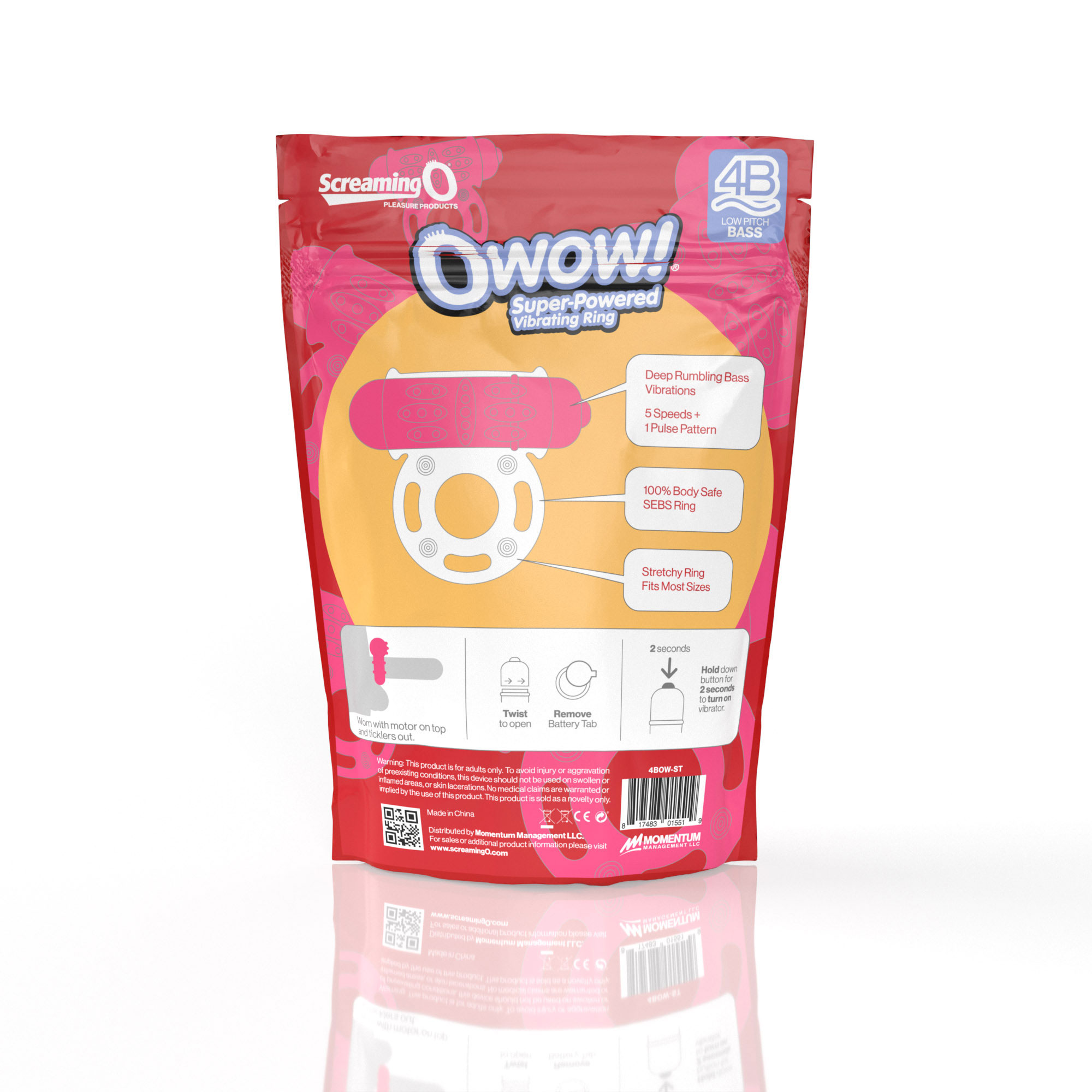 screaming o 4b owow super powered vibrating ring strawberry