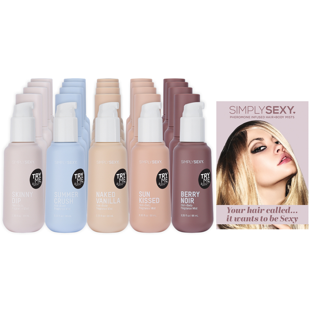 simply sexy pheromone hair and body mist bundle with testers 26 pc