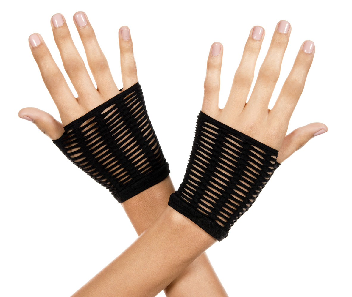 oval net gloves black