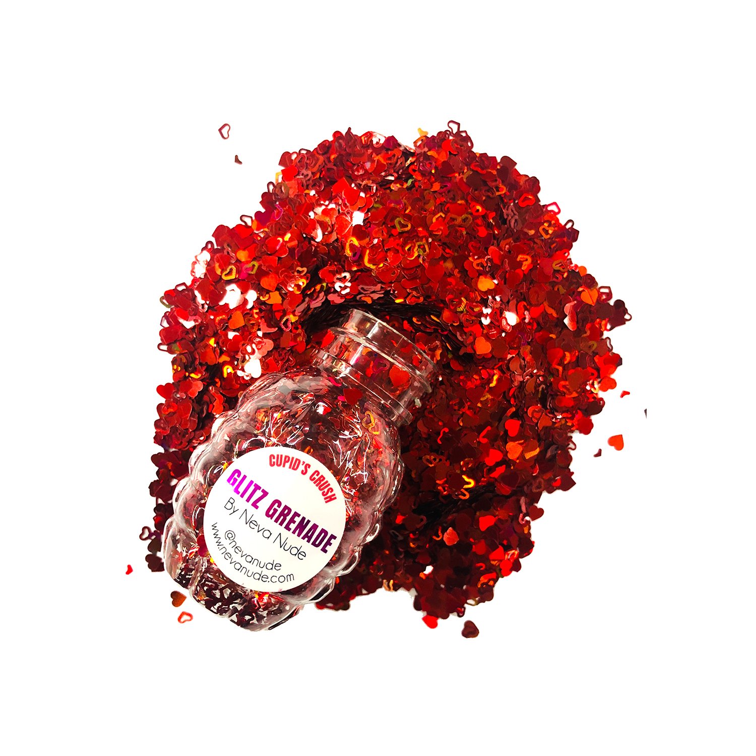 cupid's crush cosmetic glitter glitz grenade keychain in aloe gel