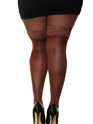 lace top thigh high queen size espresso