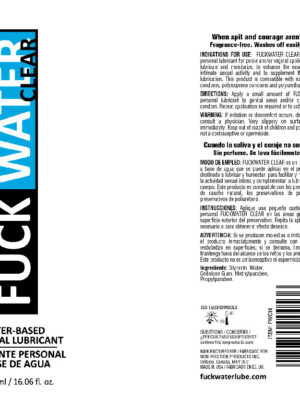 fuck water clear 16oz water bases lubricant fuck water clear 16oz water bases lubricant