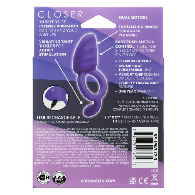 closer intimate rechargeable ring passion purple