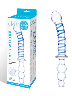 10 inch twister dual ended dildo clear/blue