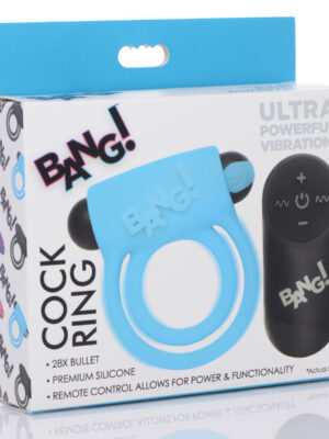 bang silicone cockring and bullet with remote control blue