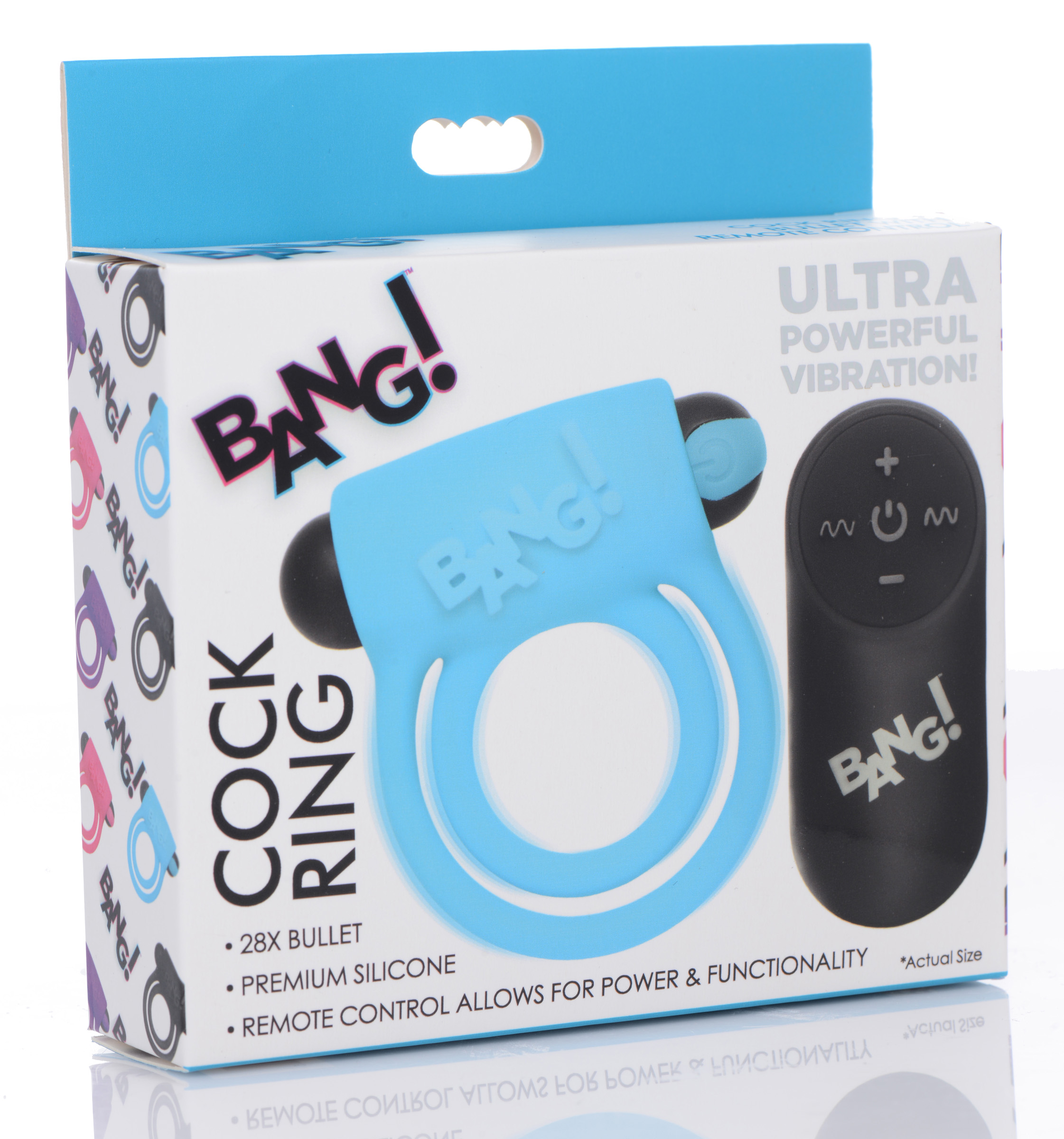 bang silicone cockring and bullet with remote control blue