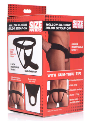 hollow silicone dildo strap on black