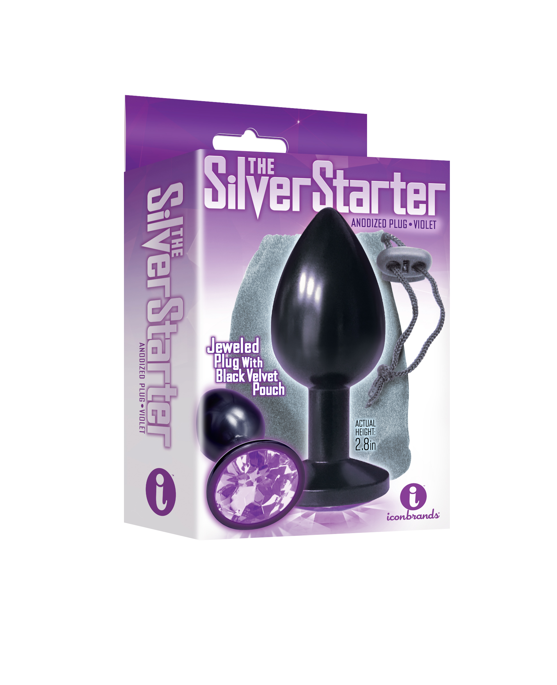 the 9's the silver starter anodized bejeweled stainless steel plug violet
