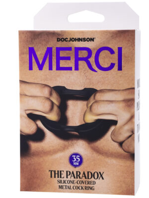 merci the paradox silicone covered metal cock ring 35mm black