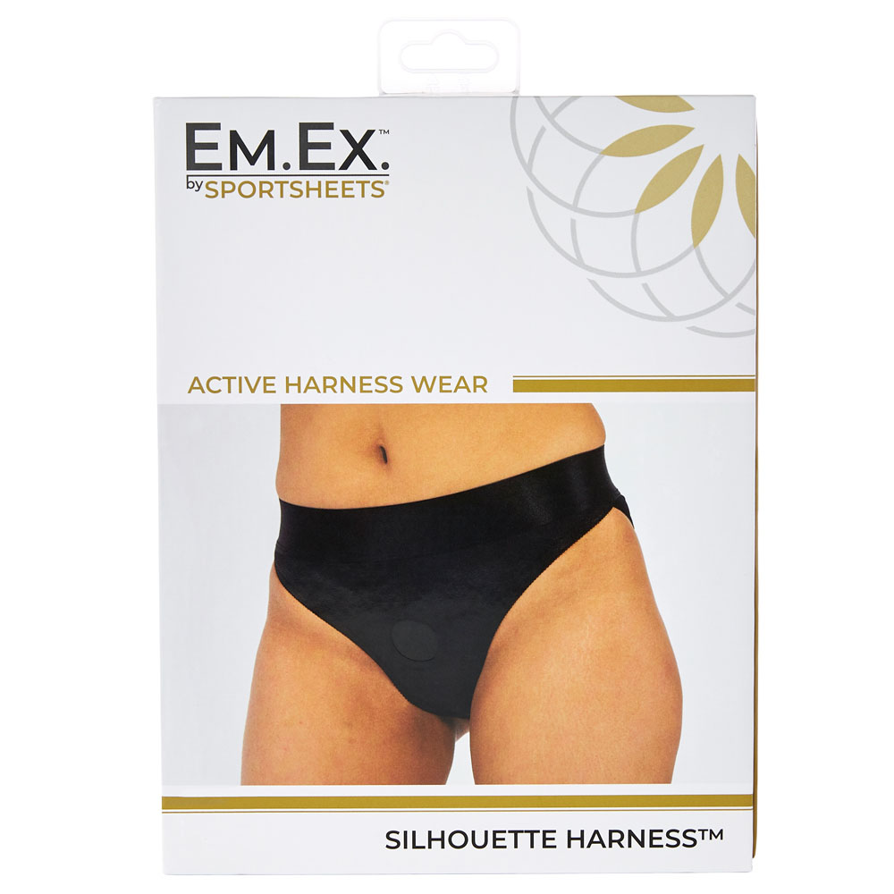 em. ex. active harness wear crotchless silhouette black medium