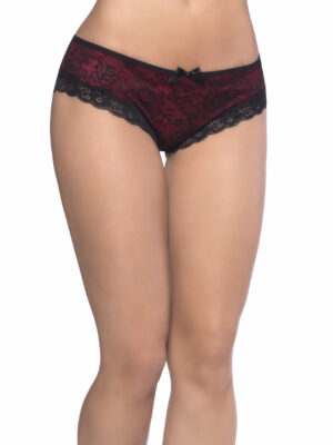 cage back lace panty 3x4x black/red