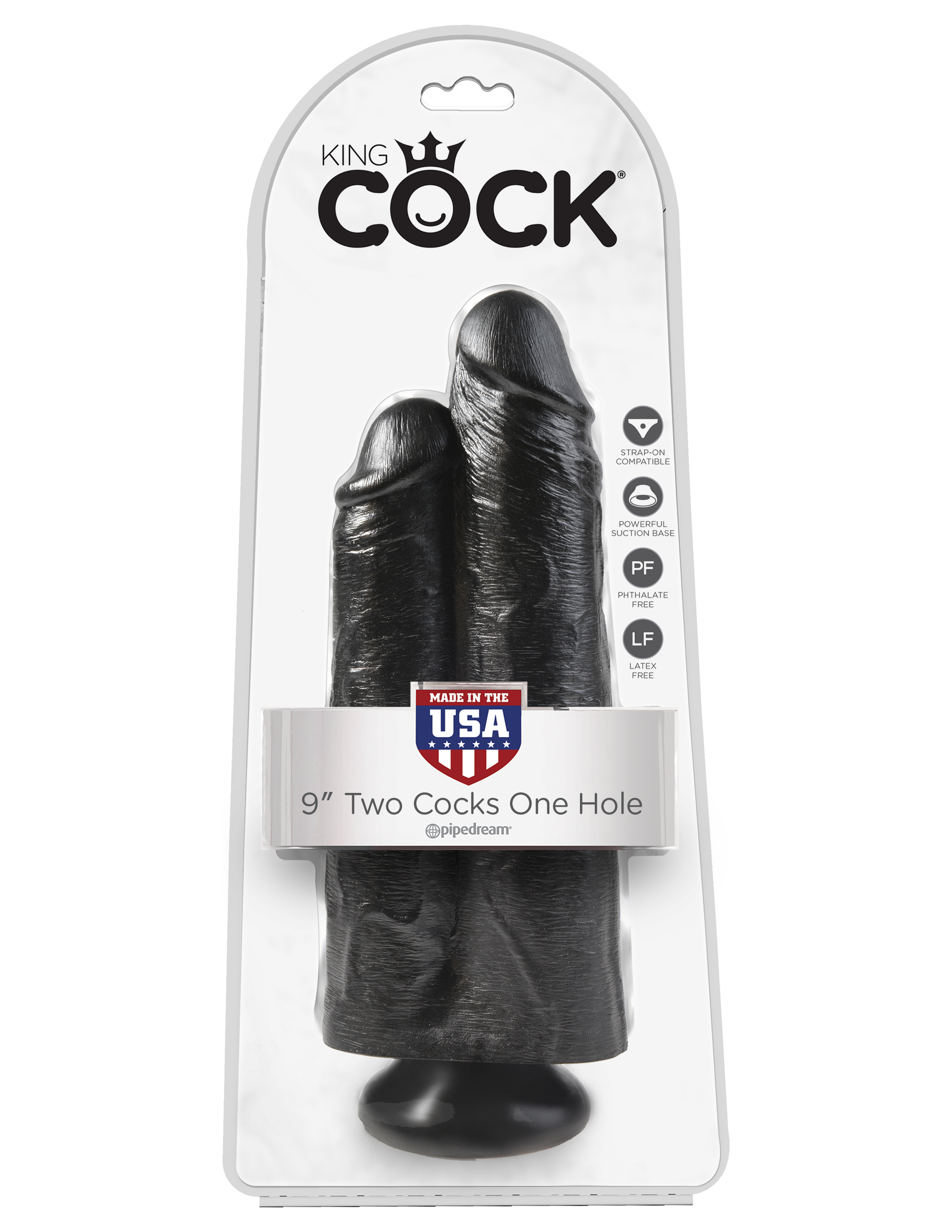 king cock 9" two cocks one hole black king cock 9" two cocks one hole black