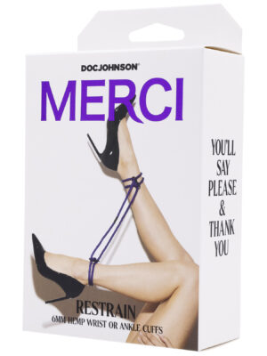 merci restrain 6mm hemp wrist or ankle cuffs violet
