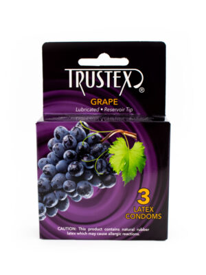 trustex flavored lubricated condoms 3 pack grape