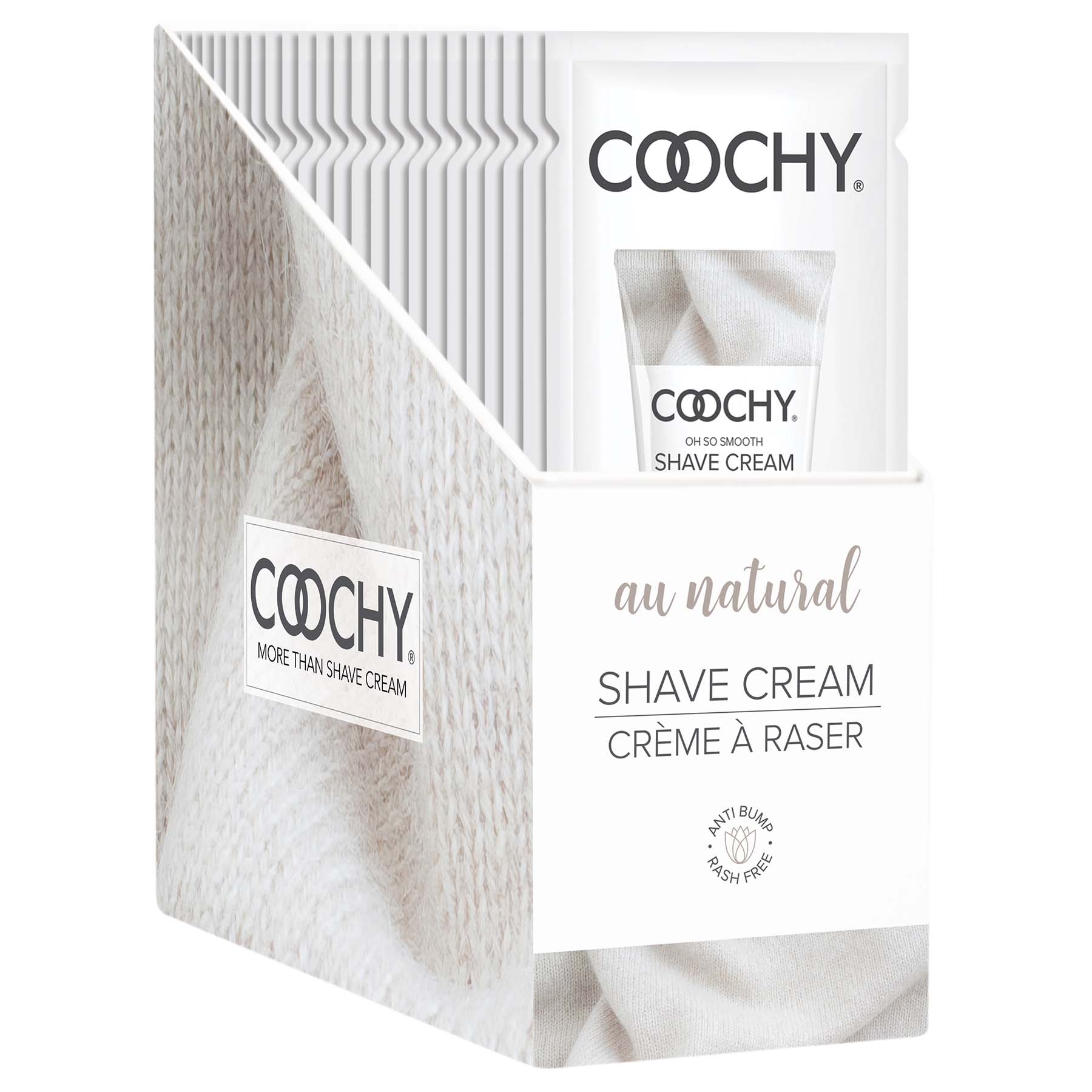 coochy shave cream au natural 15 ml foils 24 count display