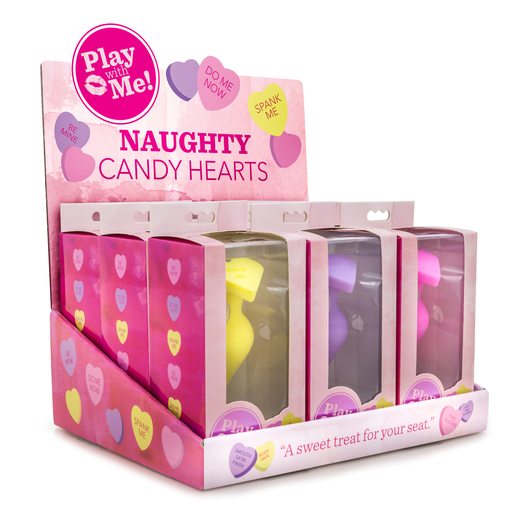 naughty candy hearts display 9 pieces assorted colors