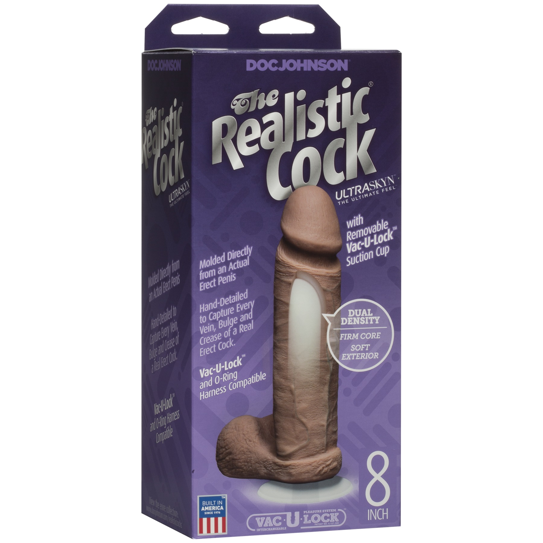 the realistic cock ultraskyn 8 inch brown