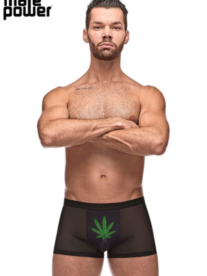 private screening pot leaf pouch short black