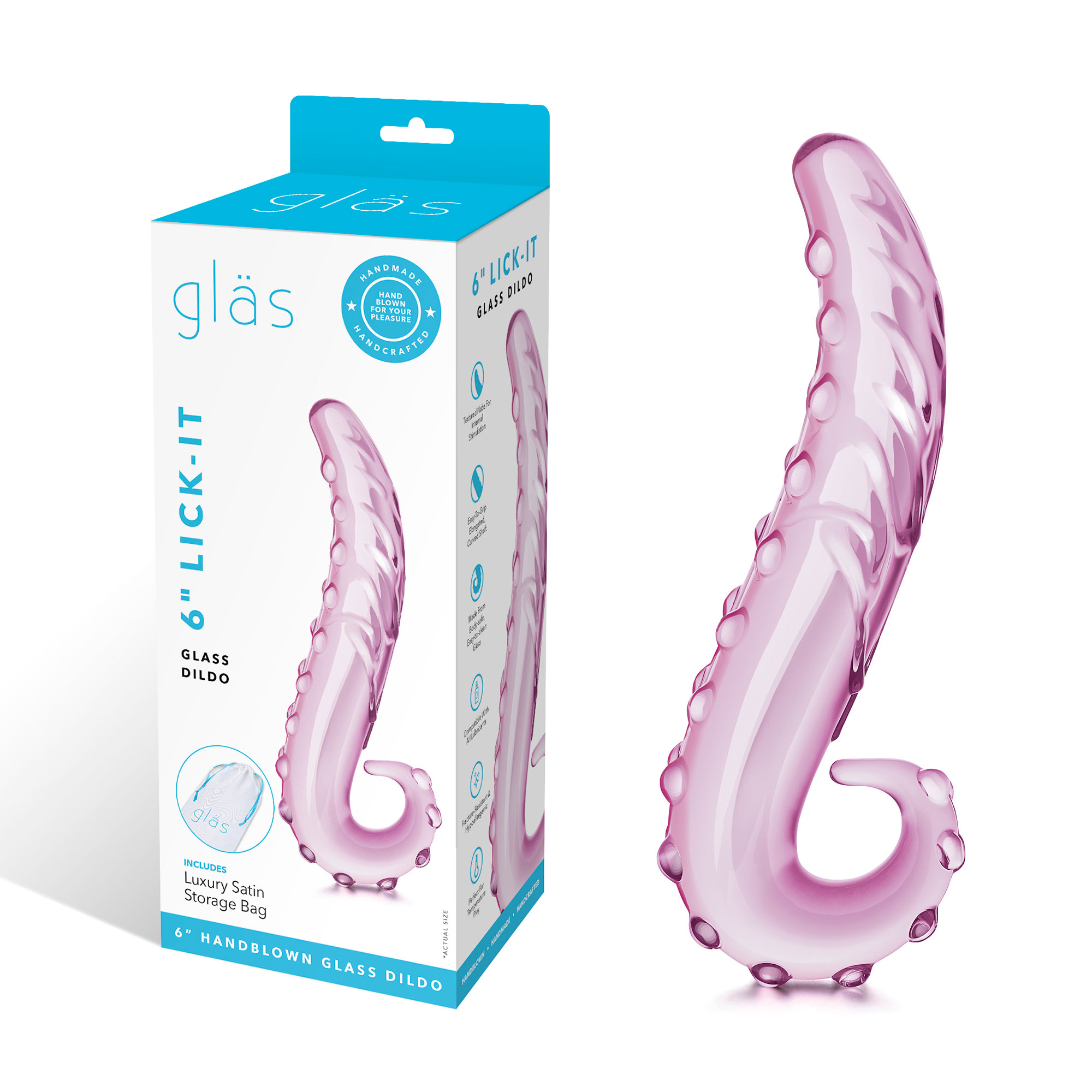 6 inch lick it glass dildo