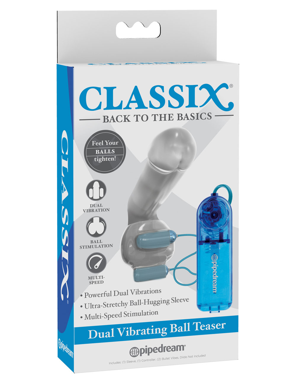 classix dual vibrating ball teaser blue/clear