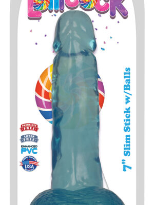 lollicock 7 inch slim stick with balls berry ice
