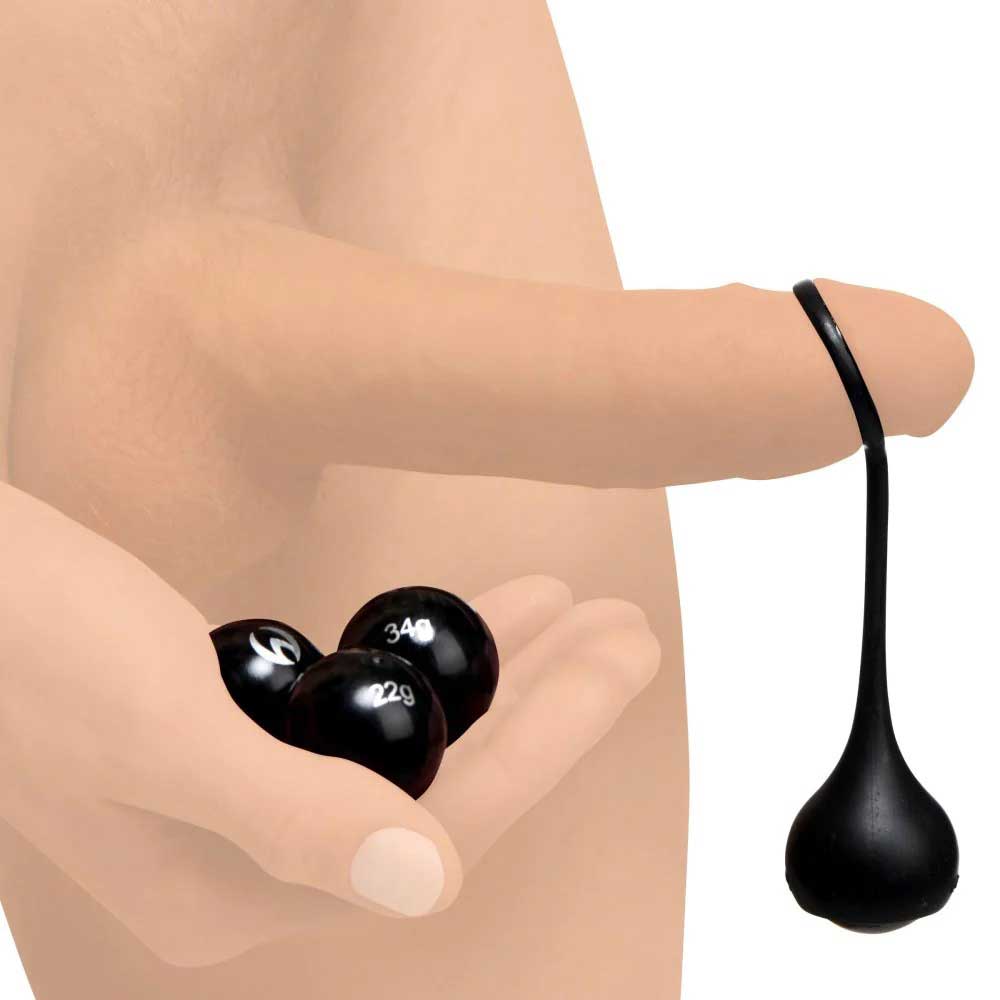 cock dangler silicone penis strap with weights black