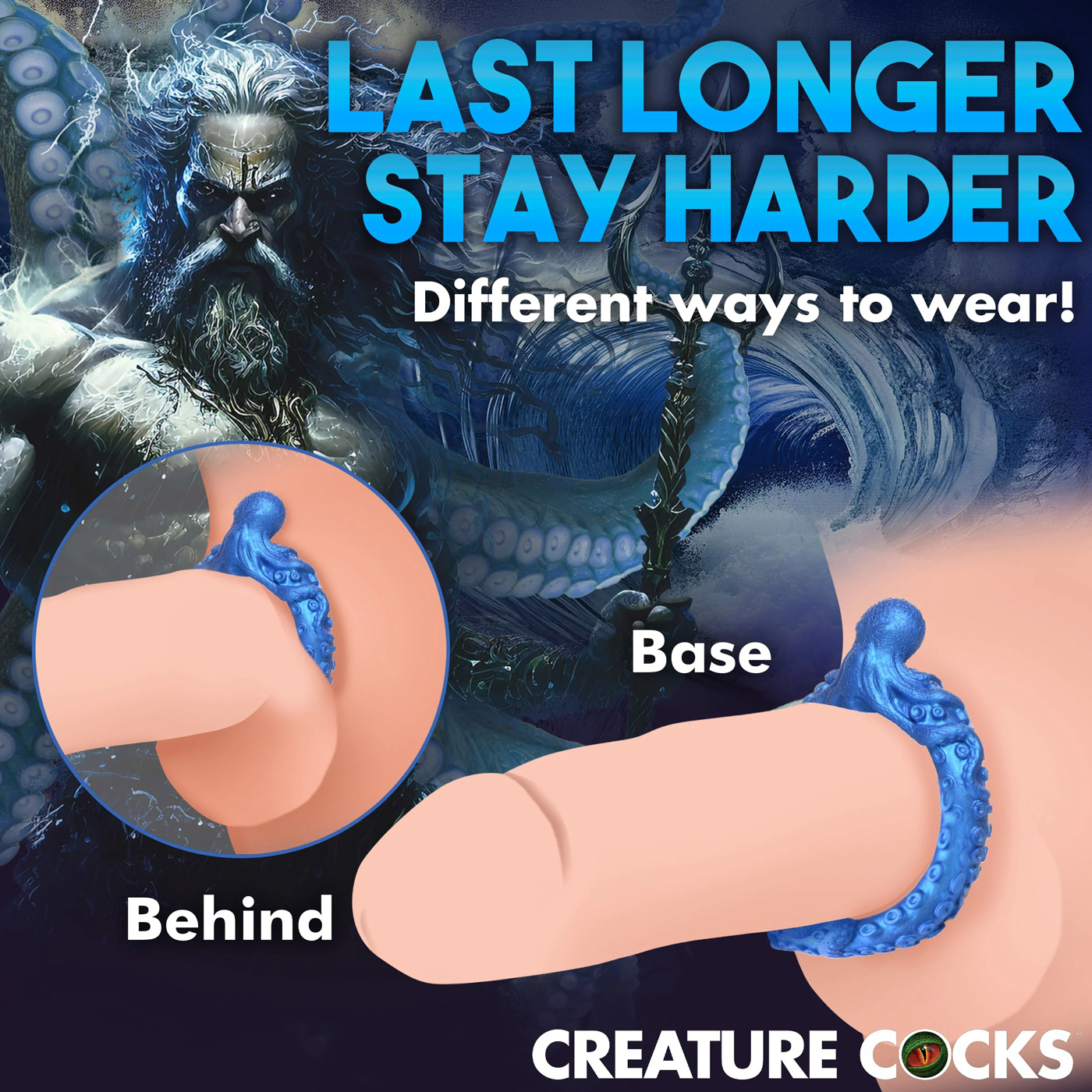 poseidon's octo ring silicone cock ring blue