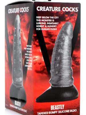 beastly tapered bumpy silicone dildo silver beastly tapered bumpy silicone dildo silver