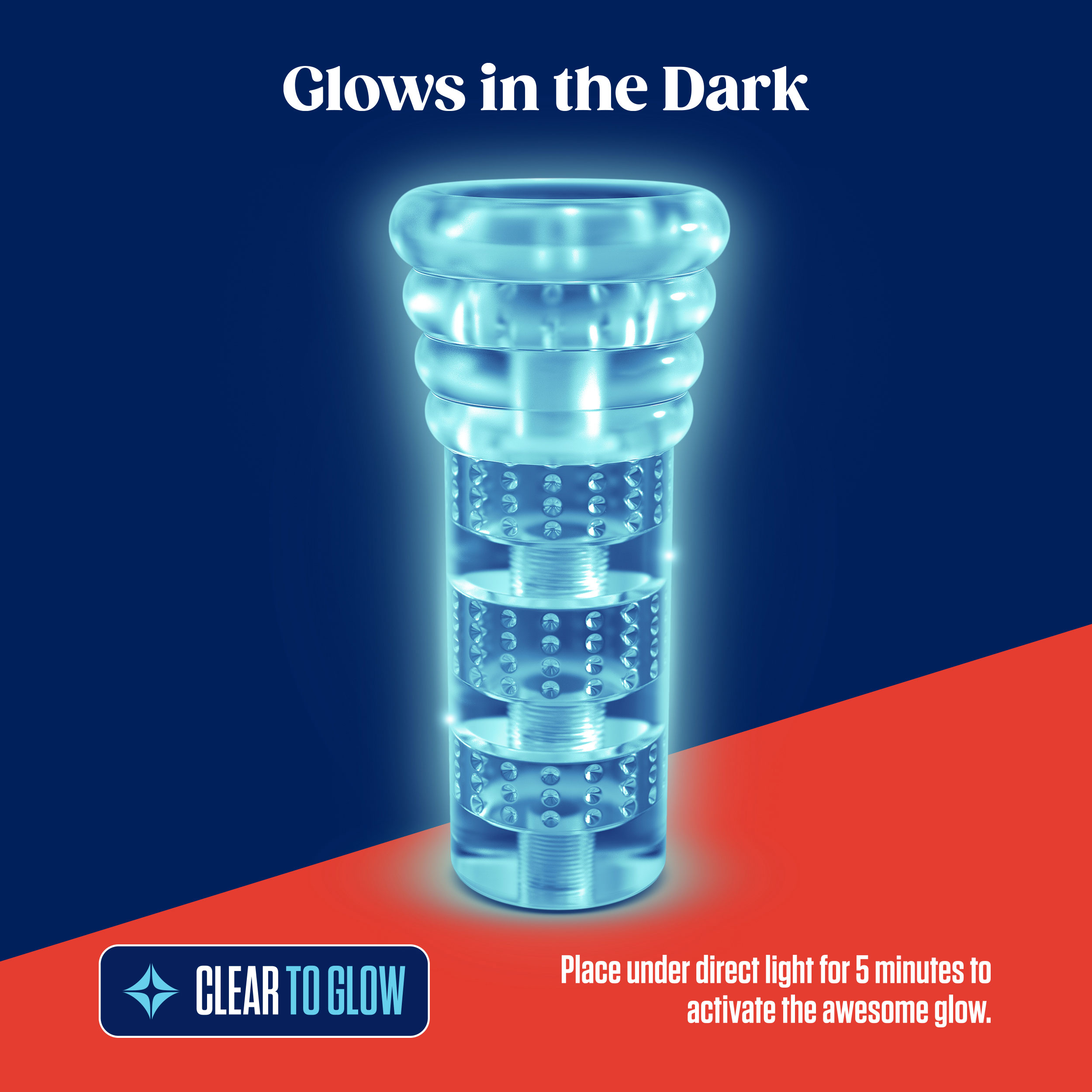 rize luz glow in the dark self lubricating stroker clear
