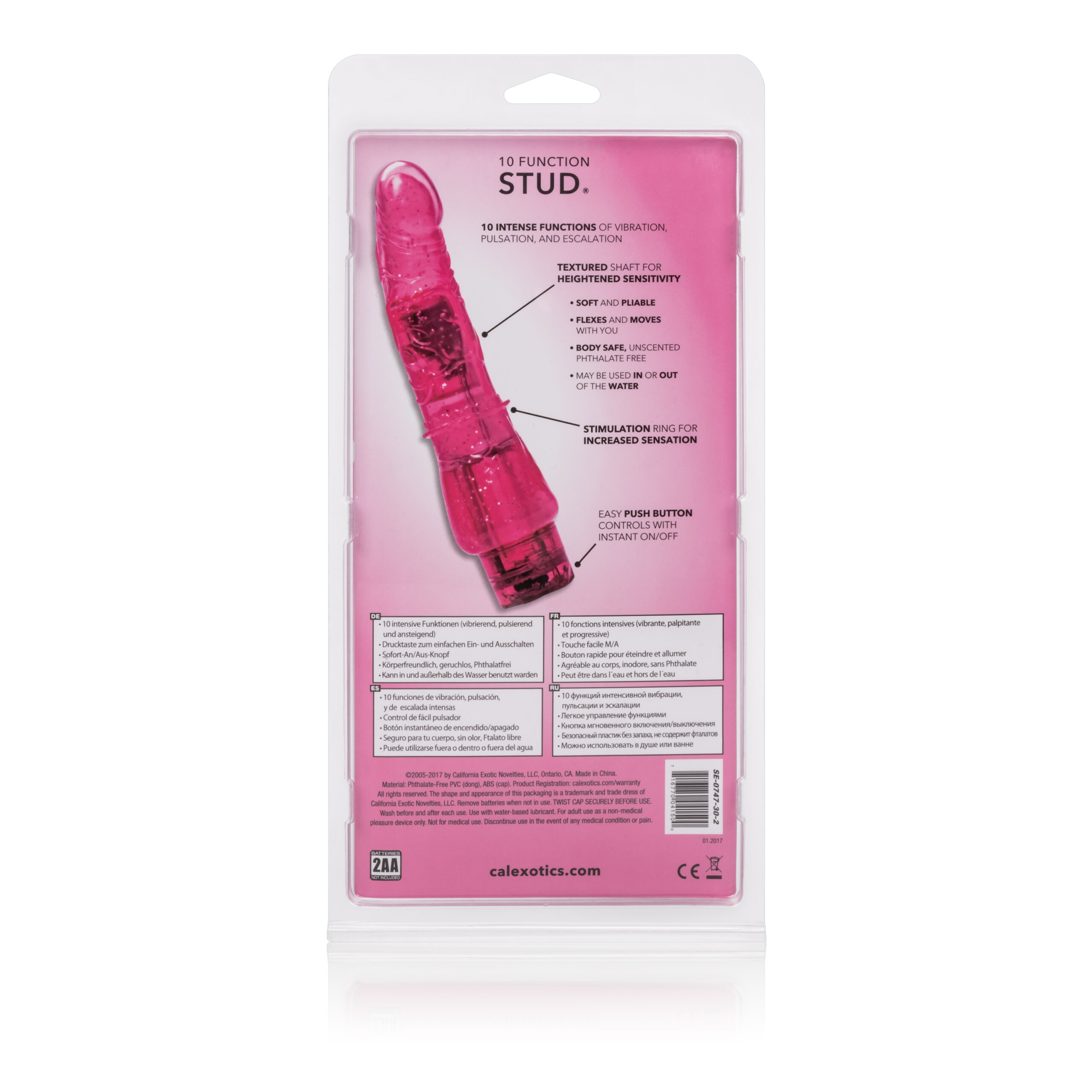 10 function stud 7 inches hot pink