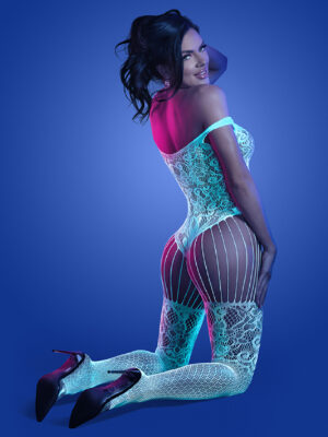 illuminate crotchless teddy bodystocking one size white/blue illuminate crotchless teddy bodystocking one size white/blue