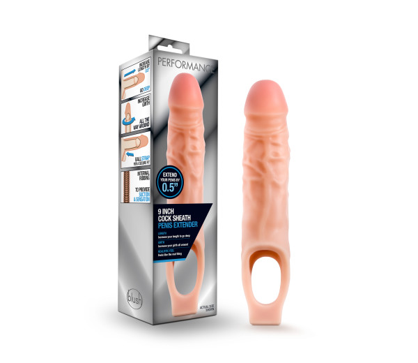 performance 9 inch cock sheath penis extender vanilla