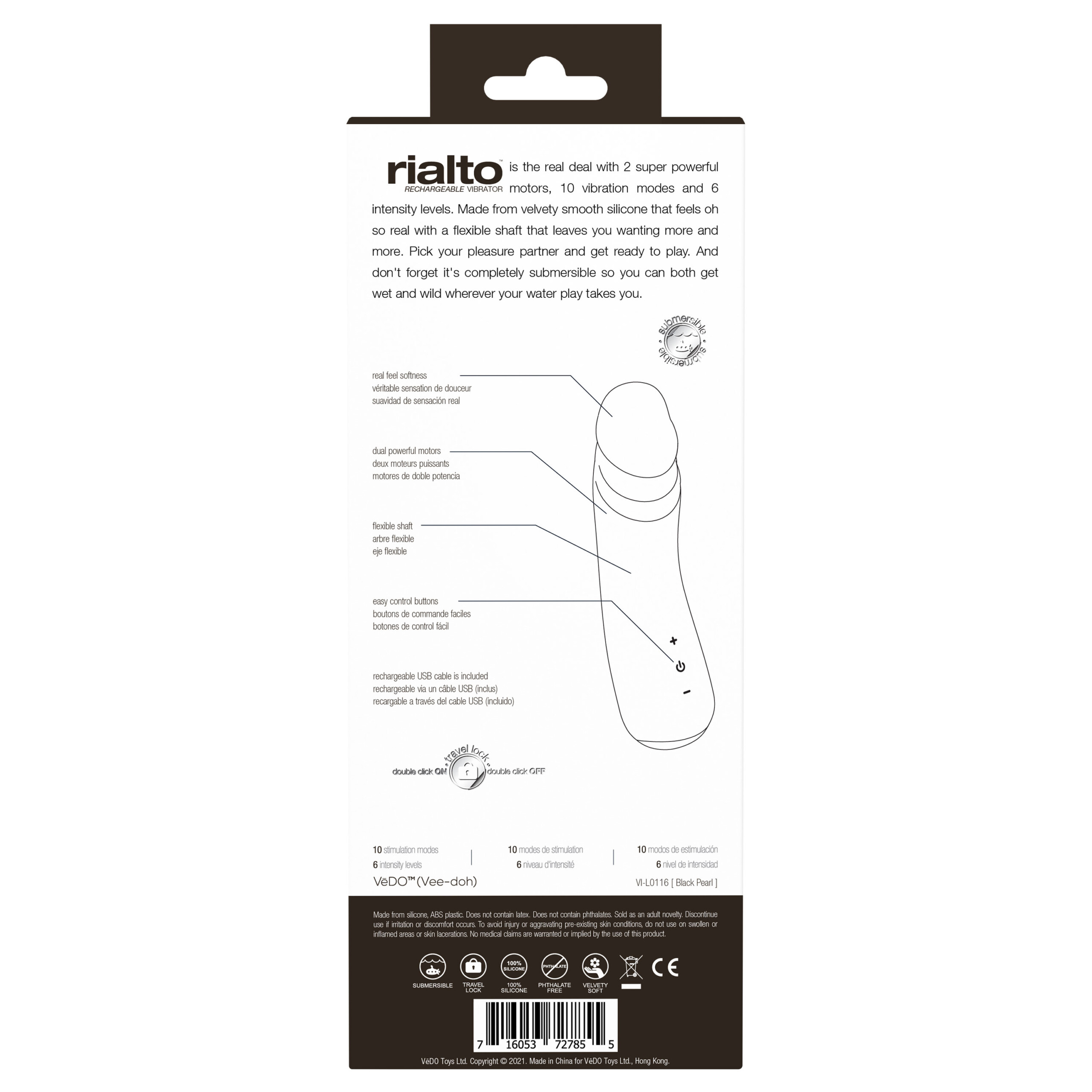 rialto rechargeable vibrator black rialto rechargeable vibrator black