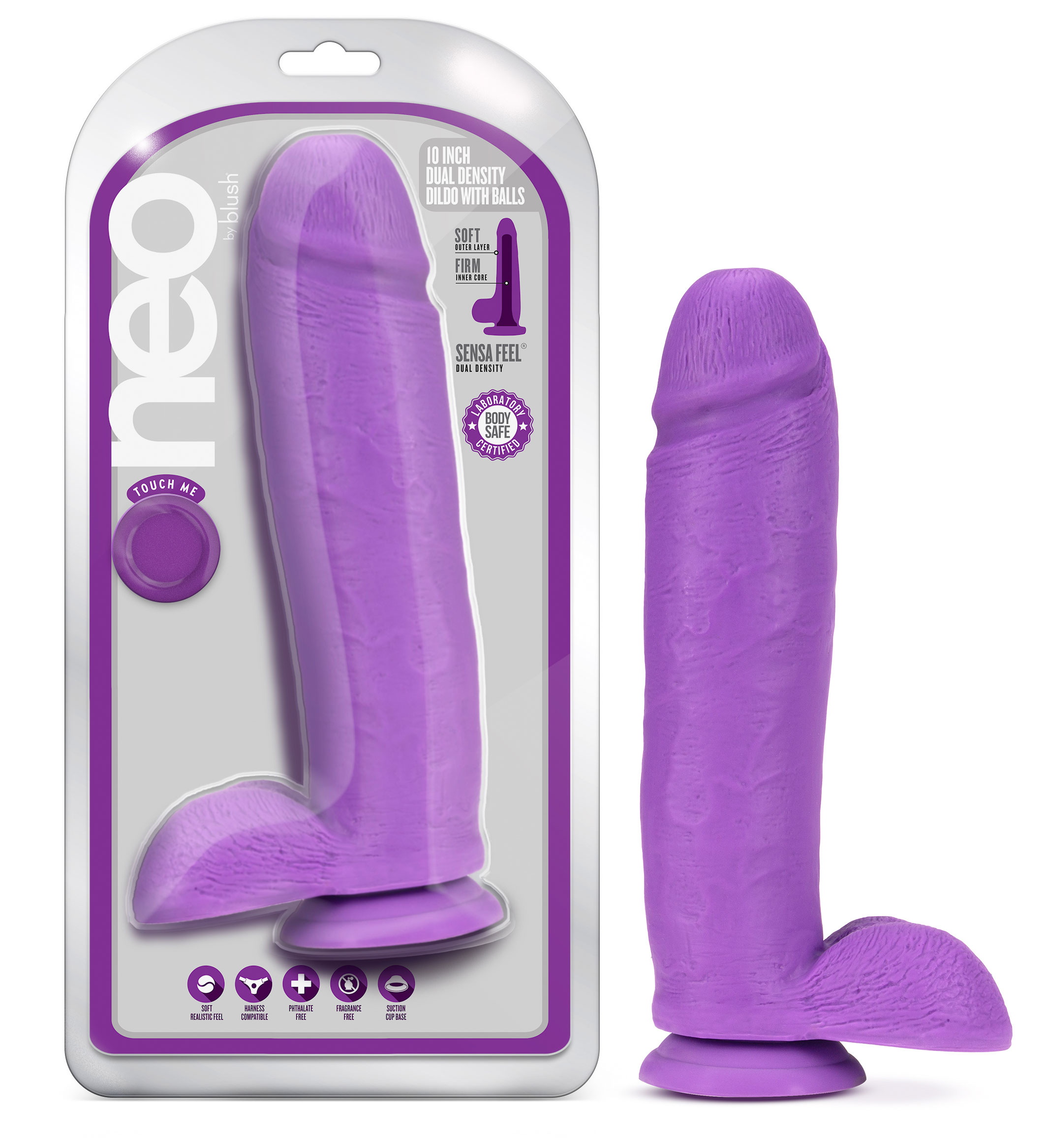 neo 10 inch dual density dildo neon purple