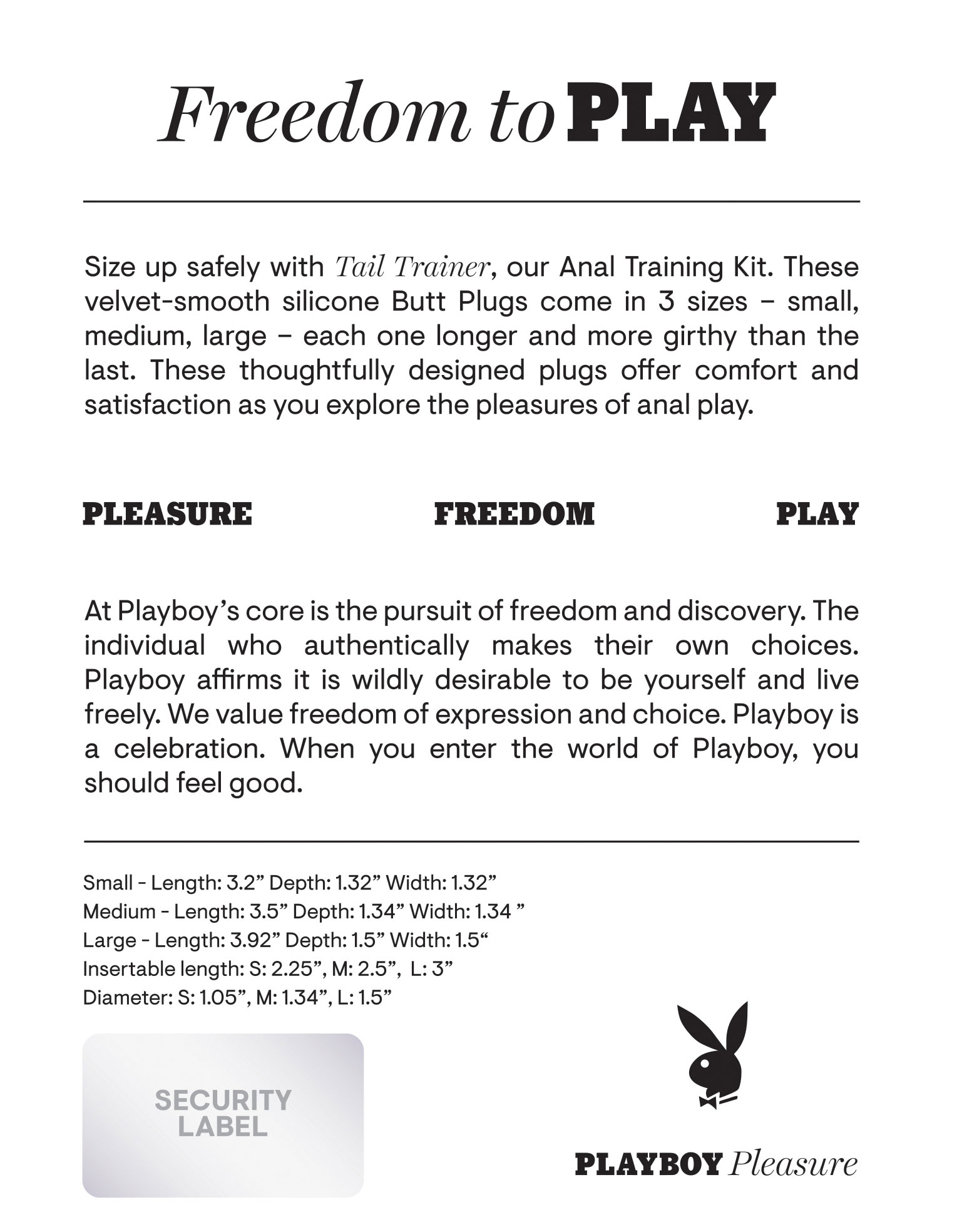 playboy pleasure tail trainer anal training kit navy