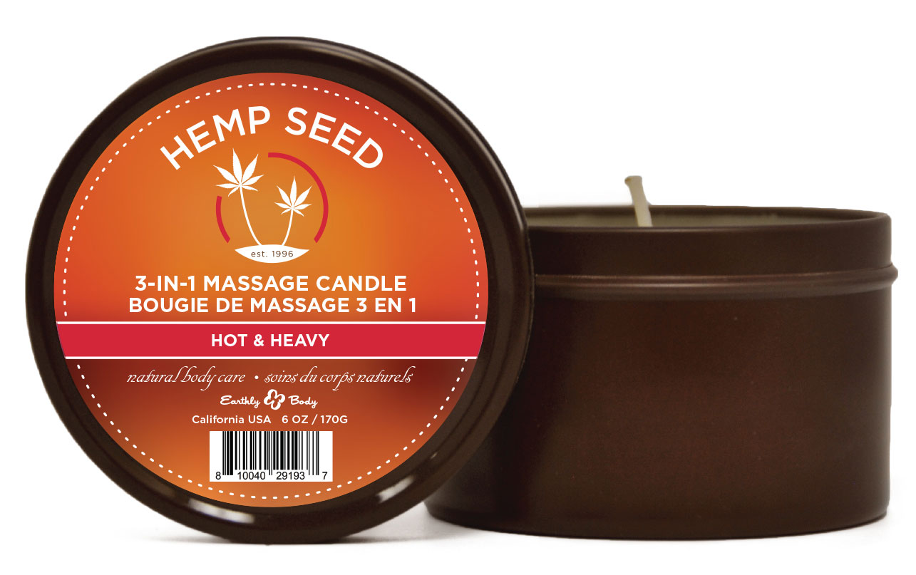 3 in 1 massage candle hot and heavy 6 oz hemp seed