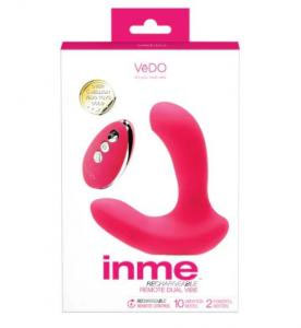 inme rechargeable dual vibe with remote pink