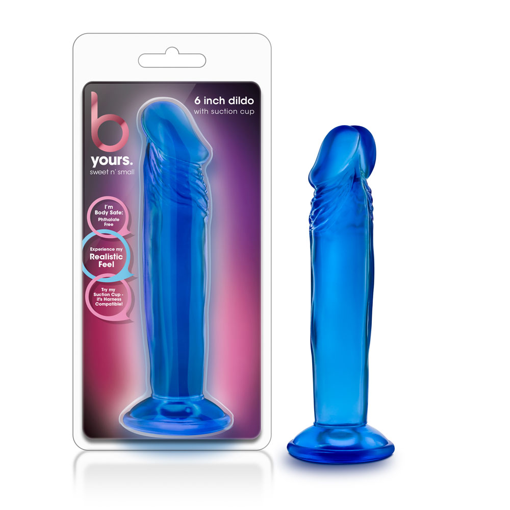 b yours sweet n' small 6 inch dildo with suction cup blue