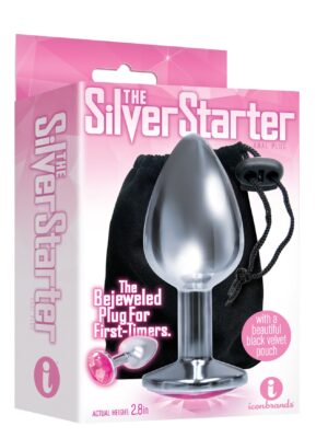 the 9's the silver starter bejeweled stainless steel plug pink