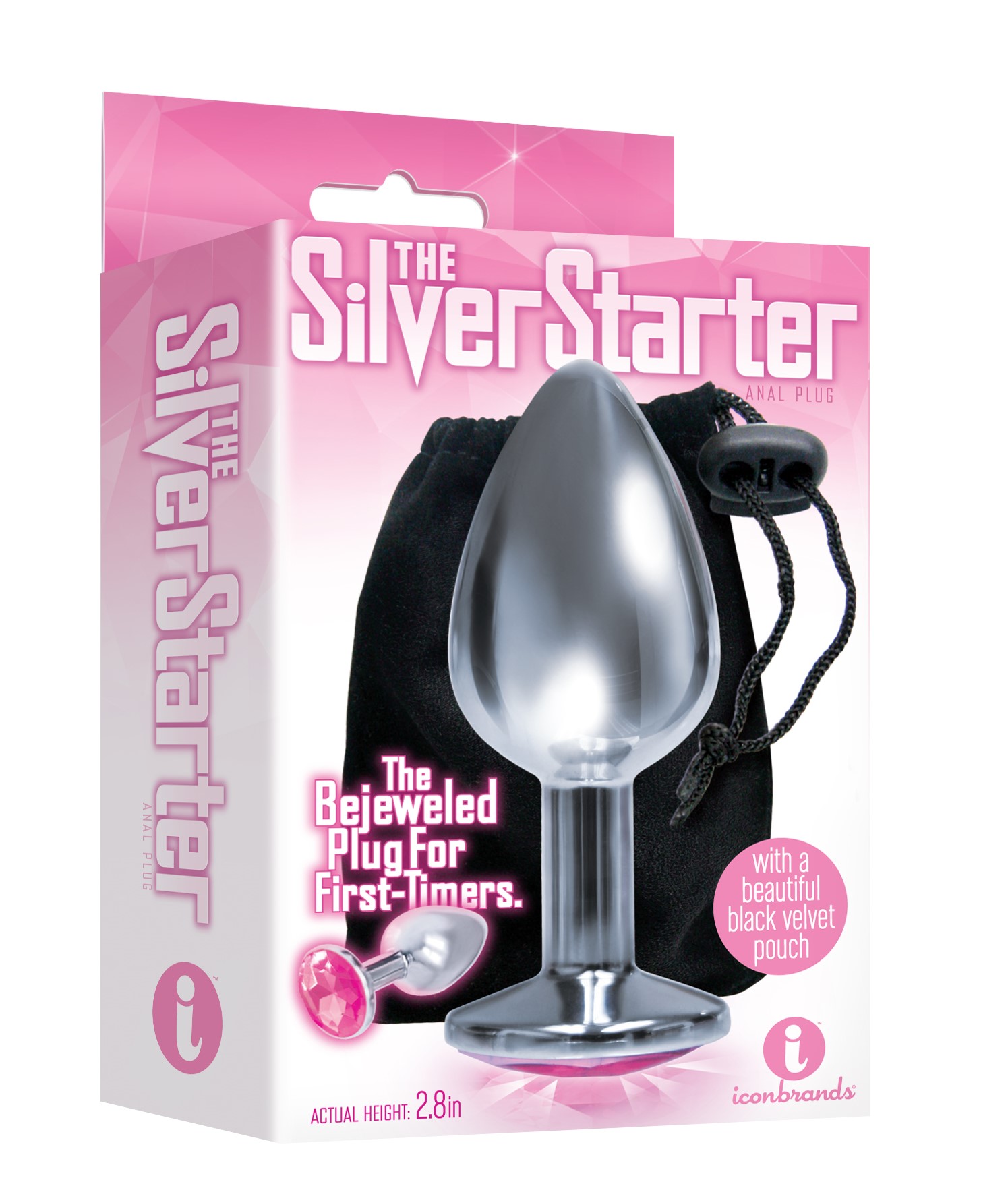 the 9's the silver starter bejeweled stainless steel plug pink the 9's the silver starter bejeweled stainless steel plug pink