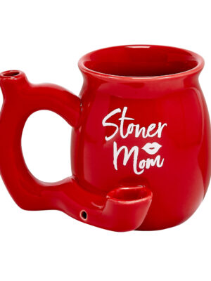 stoner mom mug red with white logo