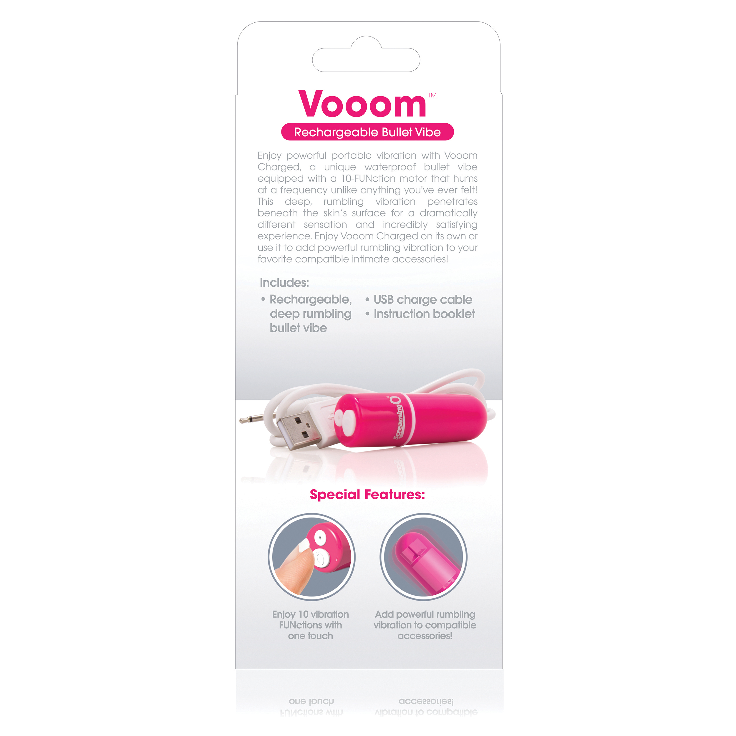 charged vooom rechargeable bullet vibe pink