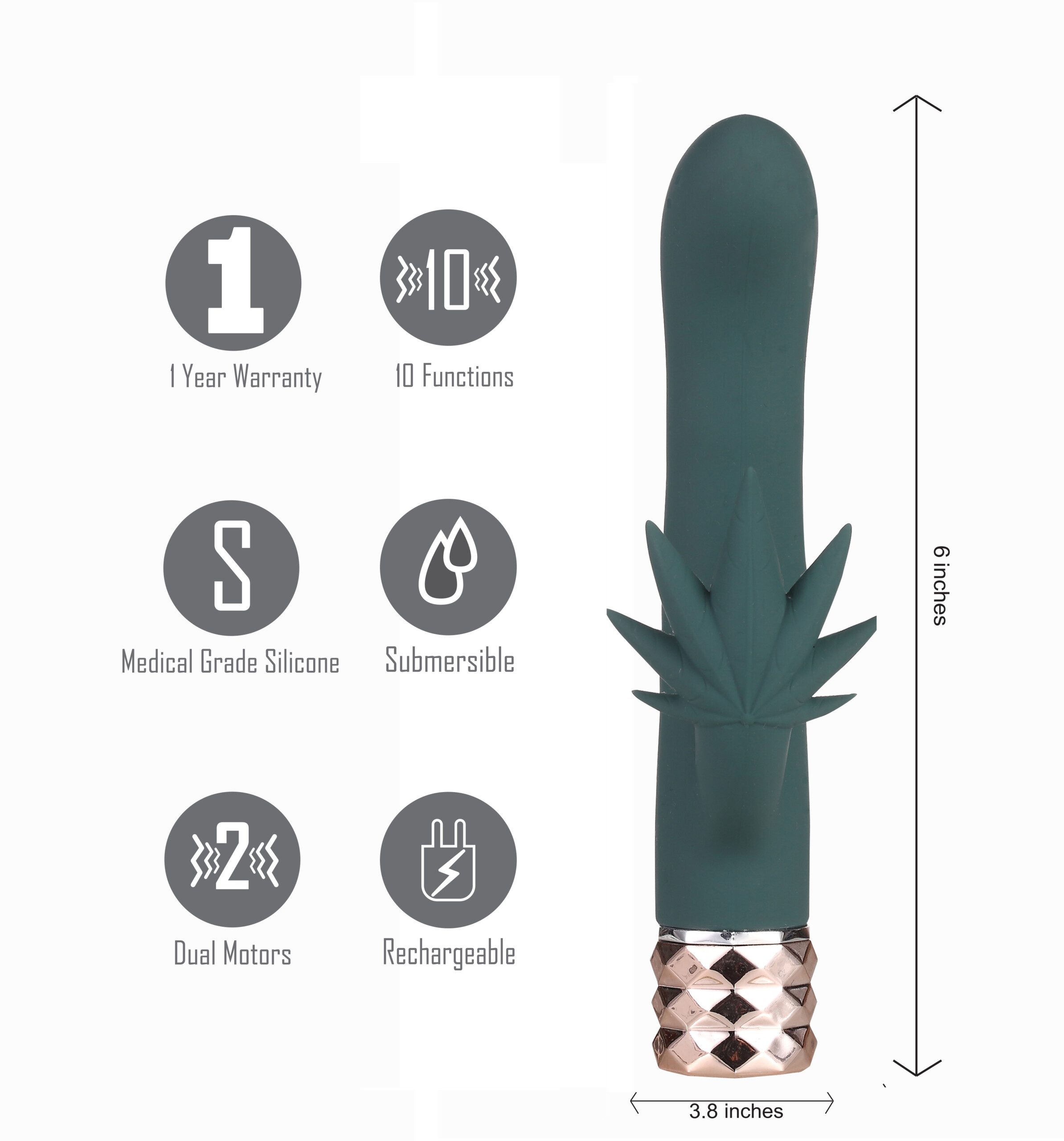 kusha 420 series crystal gems g spot vibrator green