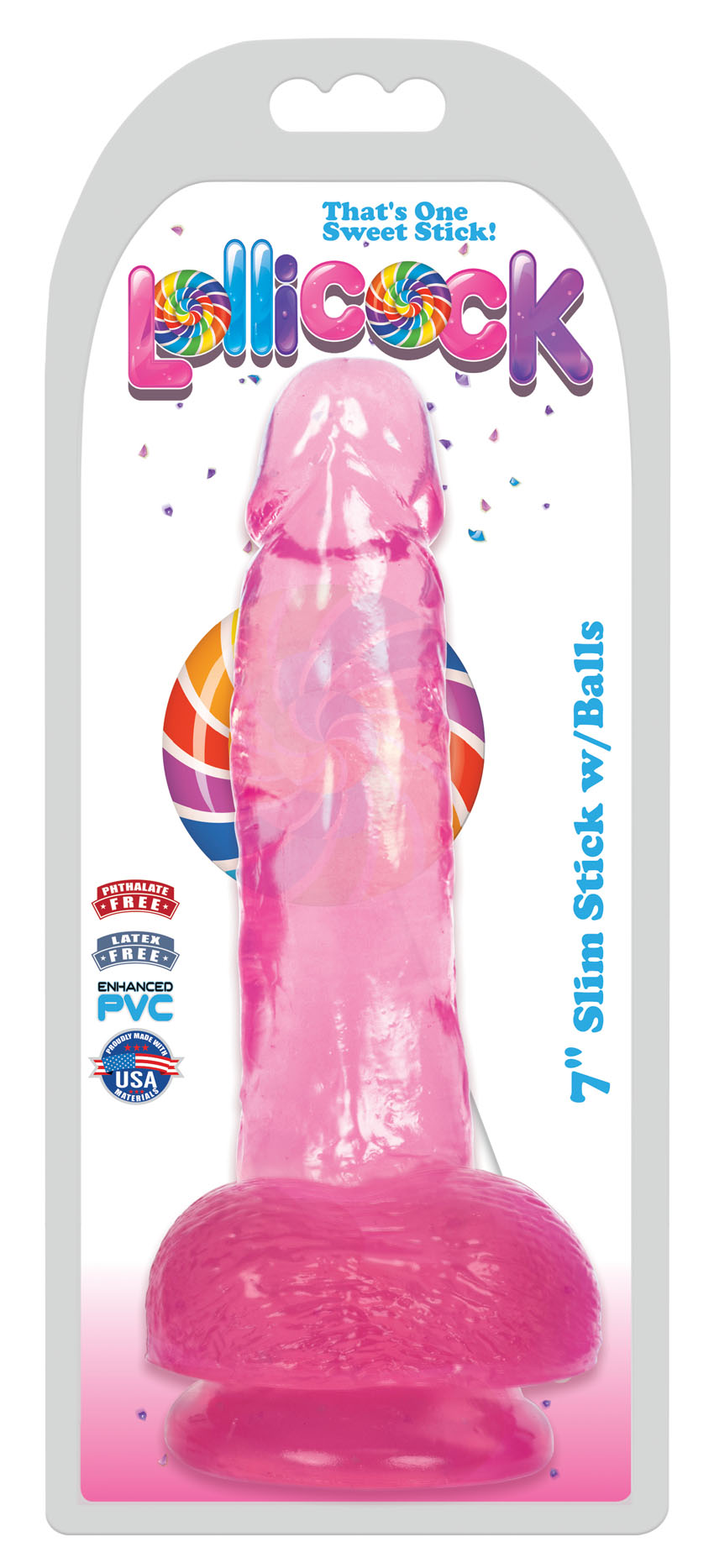 lollicock 7 inch slim stick with balls cherry ice