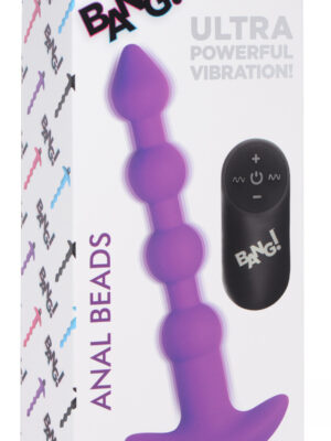 bang vibrating silicone anal beads and remote control purple
